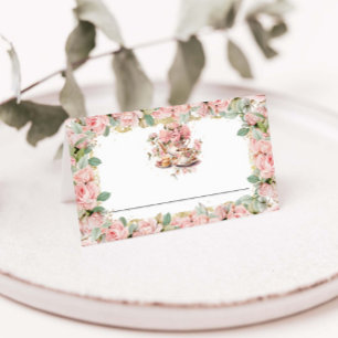 Vintage rosa Blumen Hochzeits-Teeparty Baby Bridal Platzkarte