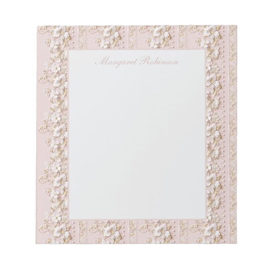 Vintage-Rosa-Blumen-Notizblock Notizblock (Vorderseite)