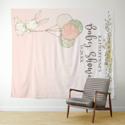 Vintage Rosa Blumendusche Hintergrund Wandteppich (Beispiel (Horizontal))