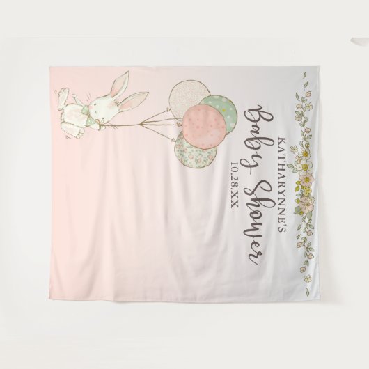 Vintage Rosa Blumendusche Hintergrund Wandteppich (Vorderseite (Horizontal))