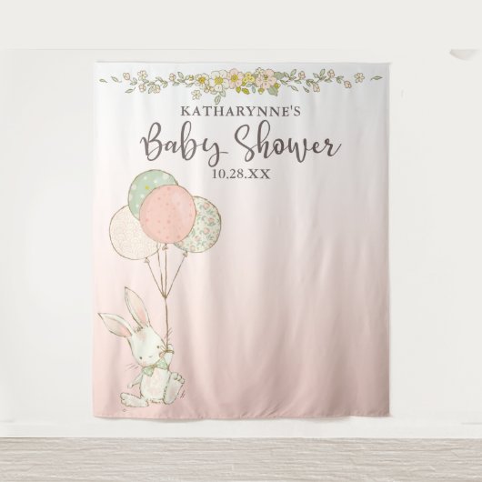 Vintage Rosa Blumendusche Hintergrund Wandteppich (Vorderseite)