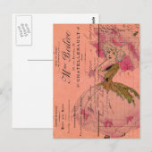Vintage-Rosa-Blumenfee Postkarte (Vorne/Hinten)