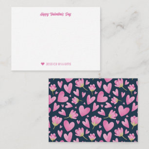 Vintage rosa Blumenherzmuster Valentinstag Mitteilungskarte