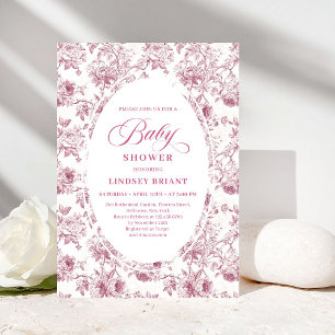 Vintage-Rosa-Blumenmuster Boho-Floral-Baby-Party Einladung