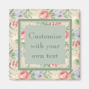 Vintage-Rosa-Blumenmuster mit individuellem Text Magnet