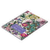Vintage-Rosa-Blumenmuster-Monogramm-Design Notizblock (Linke Seite)