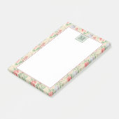 Vintage-Rosa-Blumenmuster-Monogramm Post-it Klebezettel (angewinkelt)