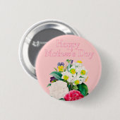 Vintage-Rosa-Blumenstrauß Frohen Muttertag Button (Vorne & Hinten)