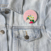 Vintage-Rosa-Blumenstrauß Frohen Muttertag Button (Beispiel)