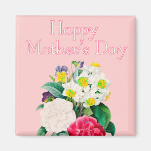 Vintage-Rosa-Blumenstrauß Frohen Muttertag Magnet