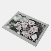 Vintage rosa Blüten auf einem Zweig Fußmatte (Schrägansicht)