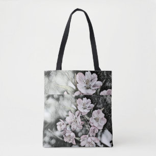 Vintage rosa Blüten auf einem Zweig Tasche