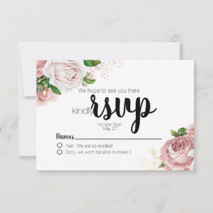 Vintage Rosa Blütenblütenblume Rose Navy Blue Wedd RSVP Karte