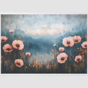 Vintage rosa Blütenlandschaft Decoupage Seidenpapier