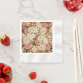 Vintage, rosa, braune Rose Blumenmuster Serviette (Beispiel)
