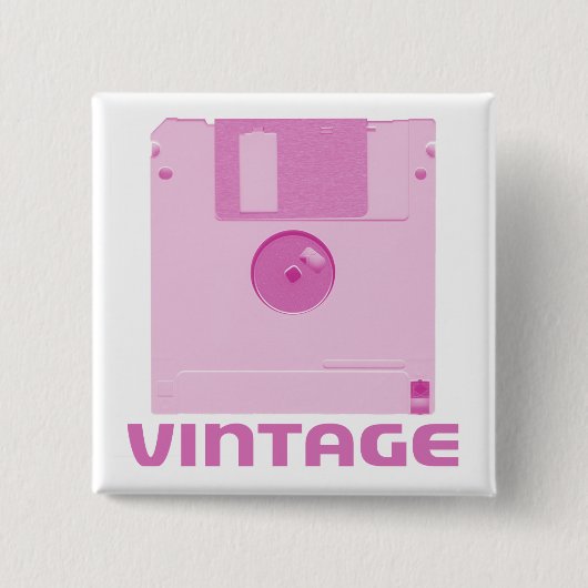 Vintage-Rosa-Button mit Diskette Button (Vorderseite)