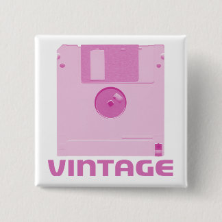 Vintage-Rosa-Button mit Diskette Button