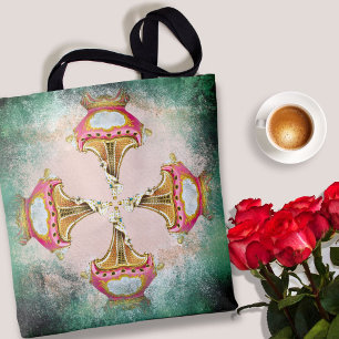 Vintage Rosa Collage mit rauen Kanten Tasche