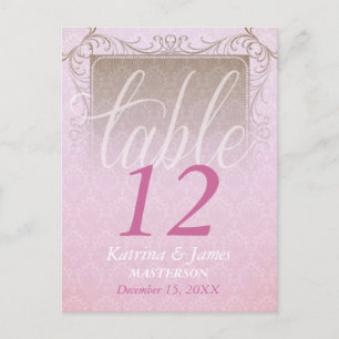 Vintage Rosa Damask Dream Wedding Tischnummer