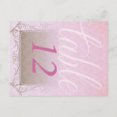Vintage Rosa Damask Dream Wedding Tischnummer (Rückseite)