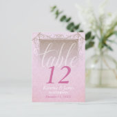 Vintage Rosa Damask Dream Wedding Tischnummer (Stehend Vorderseite)