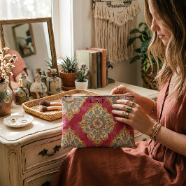 Vintage-Rosa-Damask-Monogramm-Schminketui Zubehörtasche