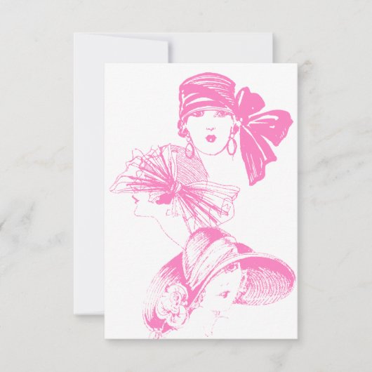 Vintage rosa Damen-leere Einladung (Vorderseite)