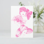 Vintage rosa Damen-leere Einladung (Stehend Vorderseite)