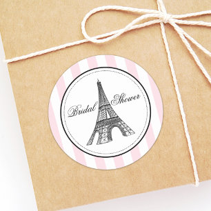 Vintage Rosa Eiffelturm Paris Braut- Runder Aufkleber