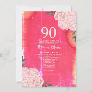 Vintage-Rosa-Einladung zum 90. Geburtstag Einladung