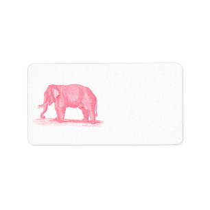 Vintage rosa Elefant 1800s Elefant-Illustration Adressaufkleber