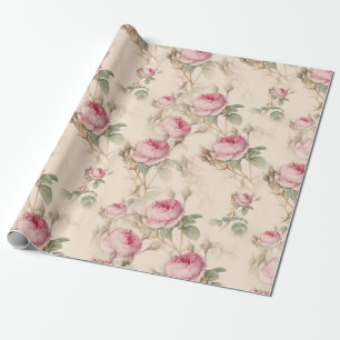 Vintage rosa elegante Pastellrosen Floral Geschenkpapier