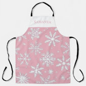 Vintage Rosa-elegante Schneeflocken Personalisiert Schürze (Vorderseite)