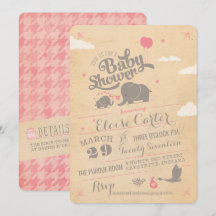 Vintage Rosa Elephant Baby Dusche Einladungen