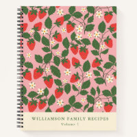 Vintage rosa Erdbeere personalisierte Rezepte