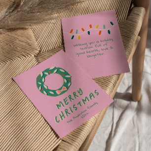 Vintage rosa farbenfroher Kranz Weihnachten Nicht-