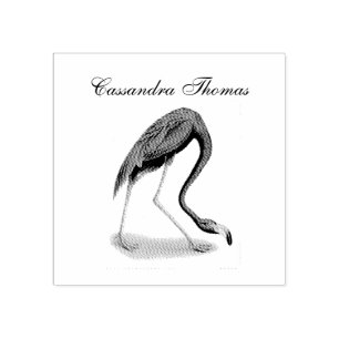 Vintage Rosa Flamingo #1 Name Gummistempel