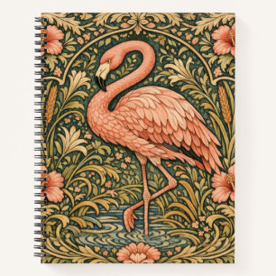 Vintage-Rosa-Flamingo-Art-Nouveau-Design Notizblock