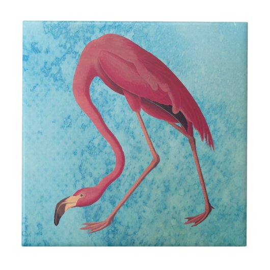 Vintage Rosa Flamingo Fliese (Vorderseite)