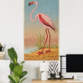 Vintage Rosa Flamingo Illustration (1889) Poster (Heimbüro)