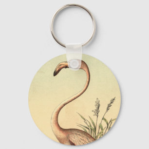 Vintage rosa Flamingo-Illustration Schlüsselanhänger