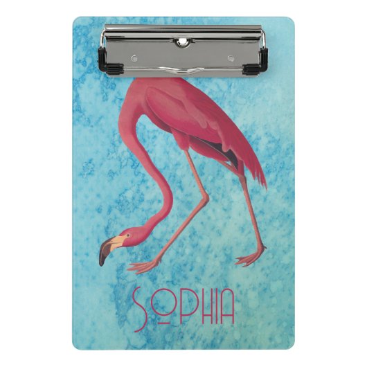 Vintage Rosa Flamingo Mini Klemmbrett (Vorderseite)