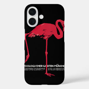 Vintage Rosa Flamingo-Vogel im Zoo München Deutsch iPhone 16 Hülle