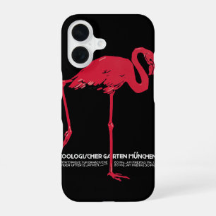 Vintage Rosa Flamingo-Vogel im Zoo München Deutsch iPhone 16 Hülle