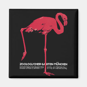 Vintage Rosa Flamingo-Vogel im Zoo München Deutsch Magnet