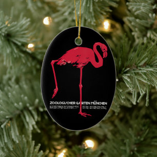 Vintage rosa Flamingovogel im Zoo München, Deutsch Keramik Ornament
