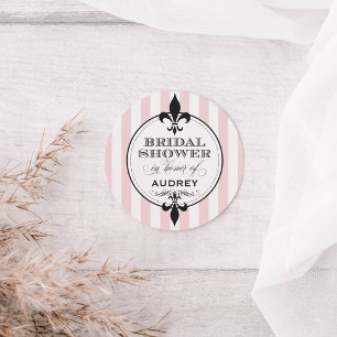 Vintage-Rosa-Fleur-de-Lis-Hochzeit Runder Aufkleber