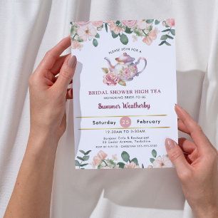 Vintage rosa Floral-High-Tea-Party-Brautjungfernpa Einladung