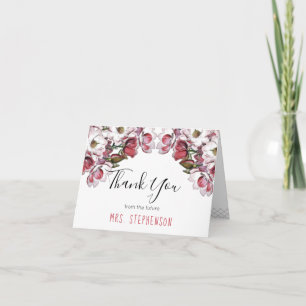 Vintage rosa florale botanische Hochzeit Danke