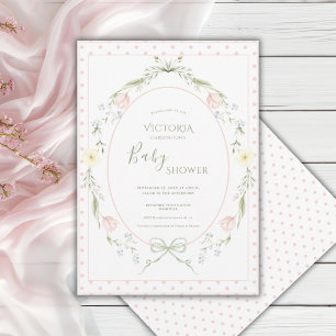 Vintage rosa florale elegante Babyparty Einladung